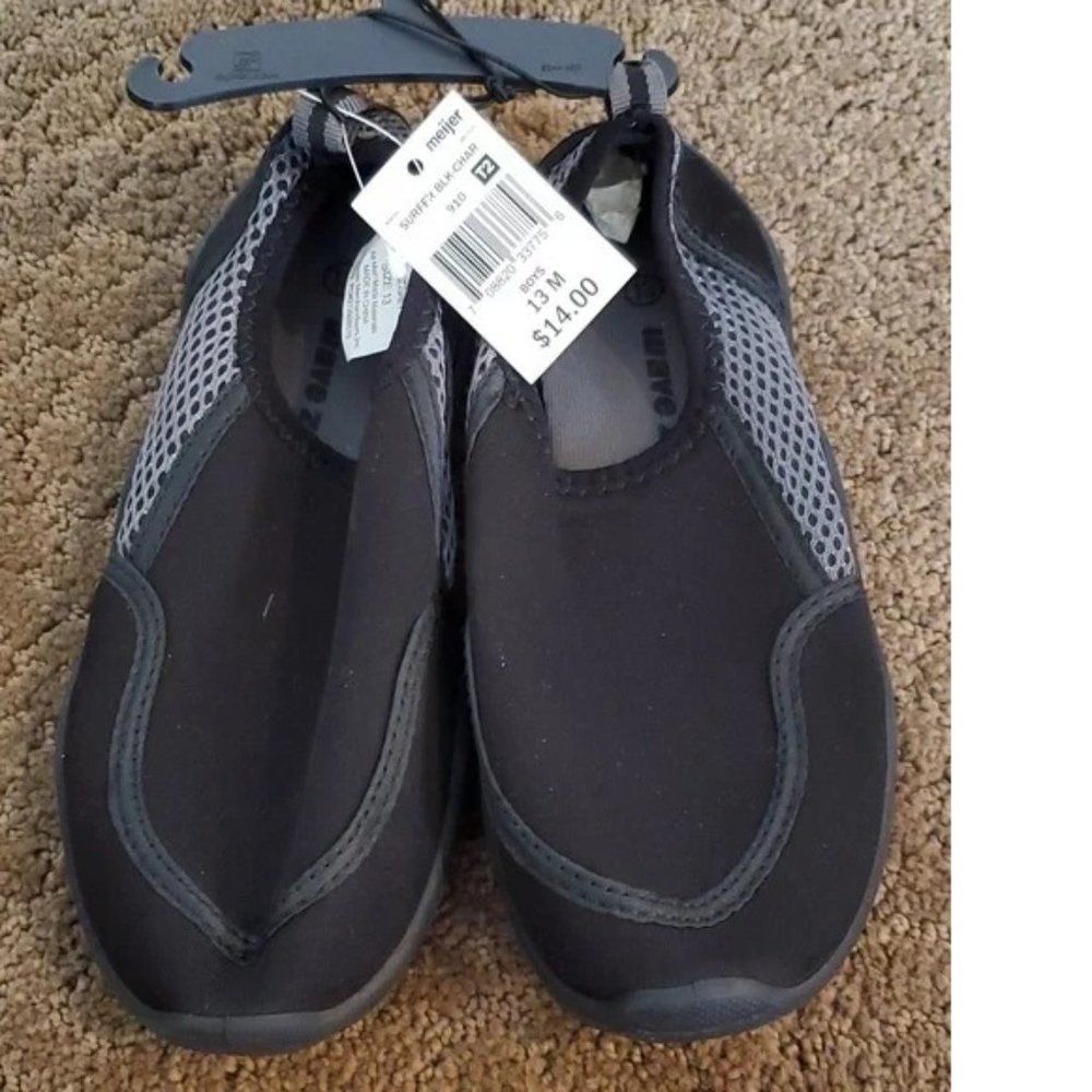 Boys Girls Wave Zone Swim Water Shoes Size 1 2 3 Black Fishing Canoeing  NWT